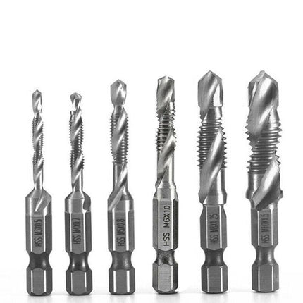 6X HSS Hex Shank Tap Drill Bits Metric Thread Screw Tapping Compound Set Tool AU - Aimall