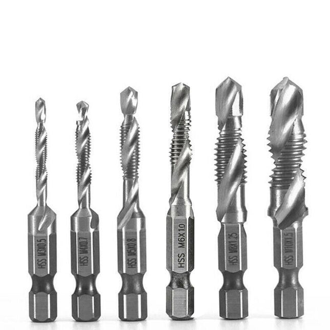 6X HSS Hex Shank Tap Drill Bits Metric Thread Screw Tapping Compound Set Tool AU - Aimall