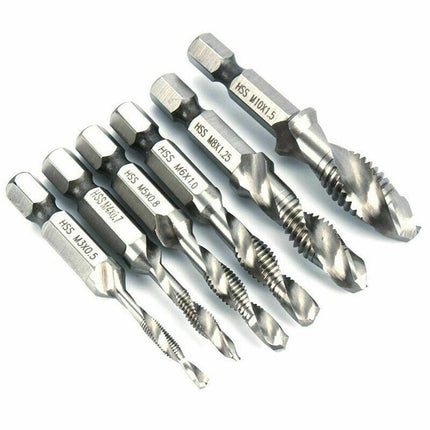 6X HSS Hex Shank Tap Drill Bits Metric Thread Screw Tapping Compound Set Tool AU - Aimall