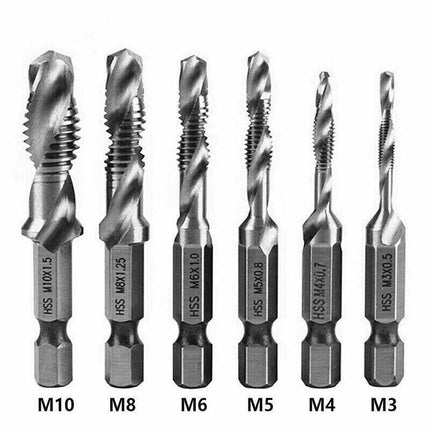 6X HSS Hex Shank Tap Drill Bits Metric Thread Screw Tapping Compound Set Tool AU - Aimall