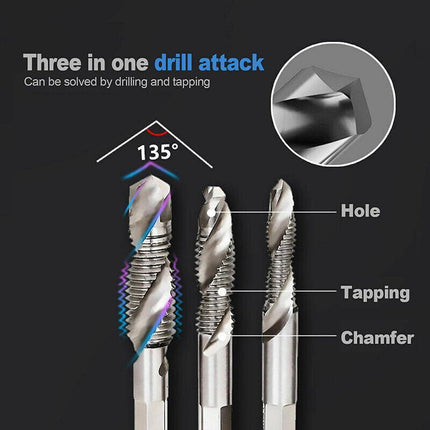 6X HSS Hex Shank Tap Drill Bits Metric Thread Screw Tapping Compound Set Tool AU - Aimall