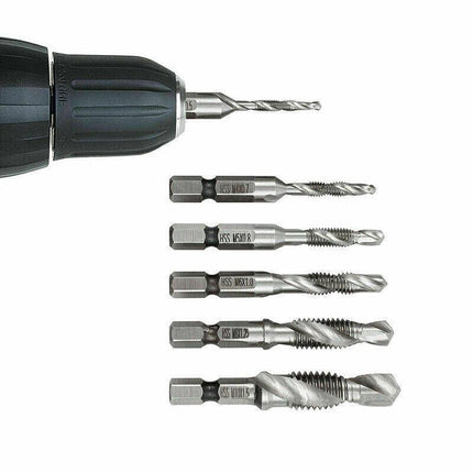 6X HSS Hex Shank Tap Drill Bits Metric Thread Screw Tapping Compound Set Tool AU - Aimall