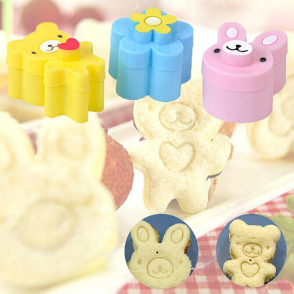 3X Flower Bread Mold Cake Toast Bento Maker Sandwich Cutter Rabbit Crust Cookie - Aimall