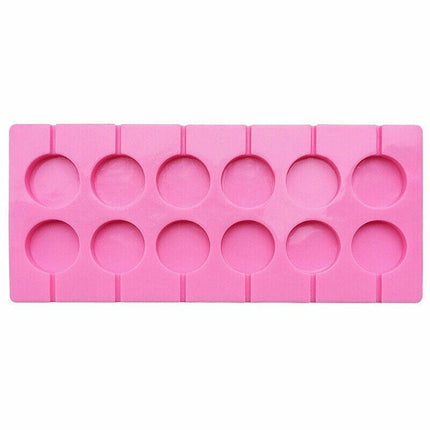 Round Silicone Lollipop Mould Baking Hard Candy Mold 12 Capacity DIY Sticks Set - Aimall