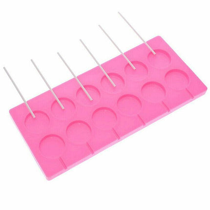 Round Silicone Lollipop Mould Baking Hard Candy Mold 12 Capacity DIY Sticks Set - Aimall