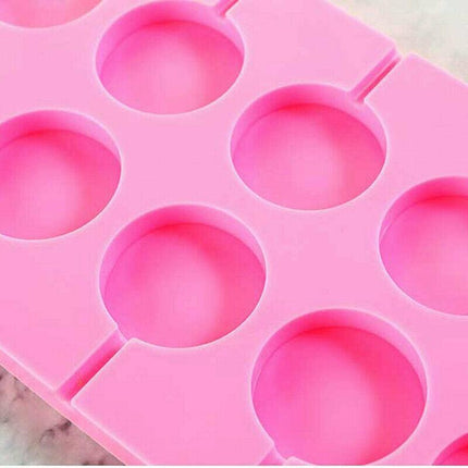 Round Silicone Lollipop Mould Baking Hard Candy Mold 12 Capacity DIY Sticks Set - Aimall