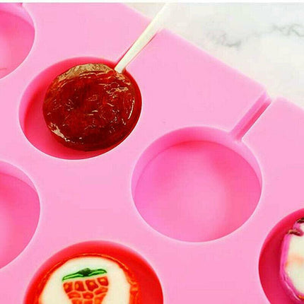 Round Silicone Lollipop Mould Baking Hard Candy Mold 12 Capacity DIY Sticks Set - Aimall