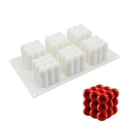 6 Cavities 3D Cube Candle Mould Silicone Wax Bubble Cake Dessert Plaster Mold AU - Aimall