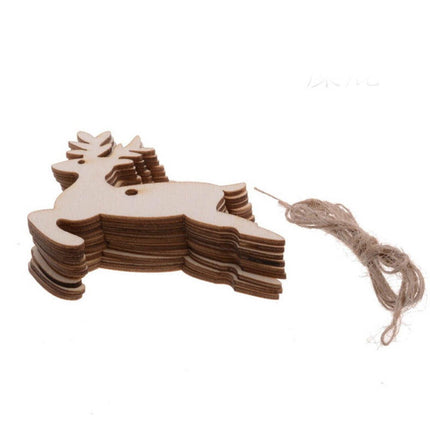 10x Christmas Wooden Shapes Craft Tags Wooden Embellishments for DIY Wood Arts - Aimall