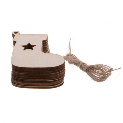 10x Christmas Wooden Shapes Craft Tags Wooden Embellishments for DIY Wood Arts - Aimall