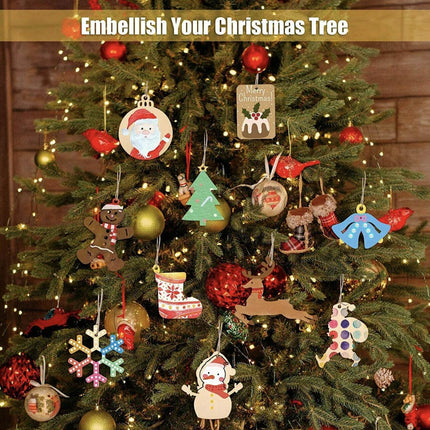 10x Christmas Wooden Shapes Craft Tags Wooden Embellishments for DIY Wood Arts - Aimall