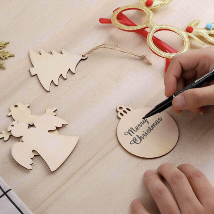 10x Christmas Wooden Shapes Craft Tags Wooden Embellishments for DIY Wood Arts - Aimall