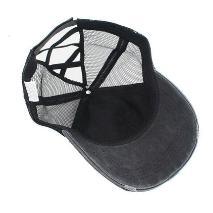 Unisex Women Ponytail Baseball Cap Messy Bun Baseball Snapback Hat Sun Sport Cap - Aimall