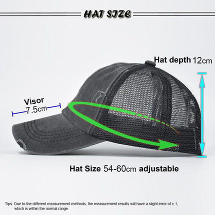 Unisex Women Ponytail Baseball Cap Messy Bun Baseball Snapback Hat Sun Sport Cap - Aimall