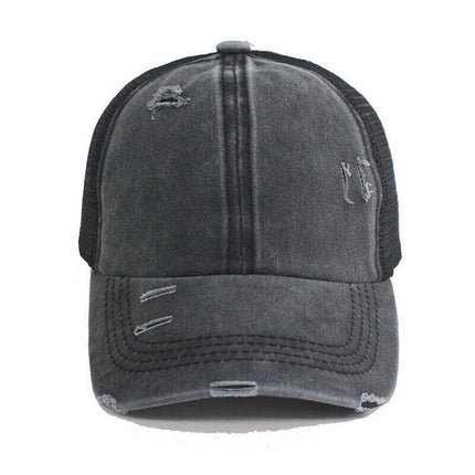 Unisex Women Ponytail Baseball Cap Messy Bun Baseball Snapback Hat Sun Sport Cap - Aimall