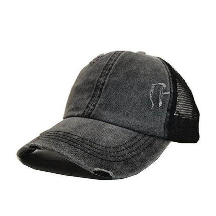 Unisex Women Ponytail Baseball Cap Messy Bun Baseball Snapback Hat Sun Sport Cap - Aimall