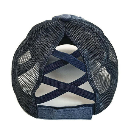 Unisex Women Ponytail Baseball Cap Messy Bun Baseball Snapback Hat Sun Sport Cap - Aimall