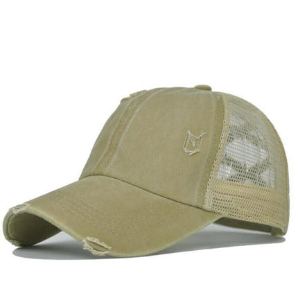 Unisex Women Ponytail Baseball Cap Messy Bun Baseball Snapback Hat Sun Sport Cap - Aimall