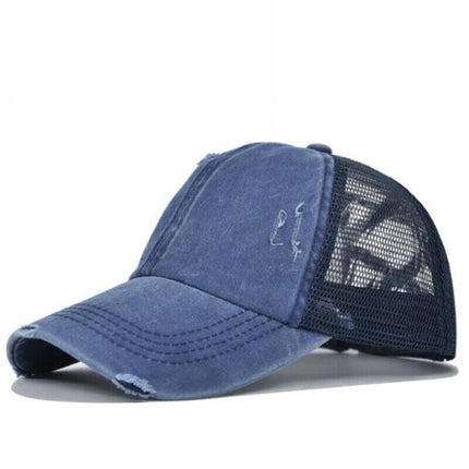 Unisex Women Ponytail Baseball Cap Messy Bun Baseball Snapback Hat Sun Sport Cap - Aimall