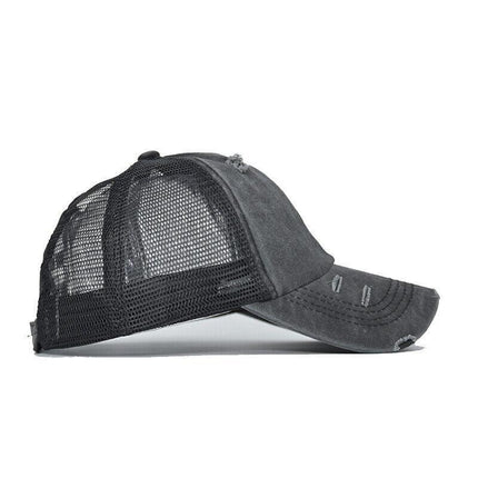 Unisex Women Ponytail Baseball Cap Messy Bun Baseball Snapback Hat Sun Sport Cap - Aimall