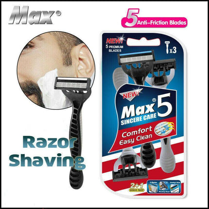 36PCS MAX 5 Blades Razor Shaving Shaver Trimmer Comfort Easy Clean Disposable - Aimall