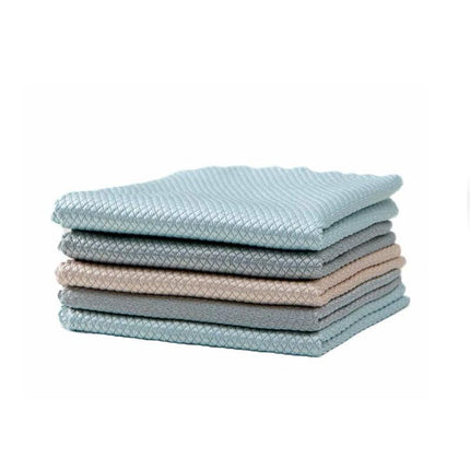5x Fish Scale Microfiber Cleaning Cloth Dish Washing Glass Wipe Reusable Kitchen - Aimall