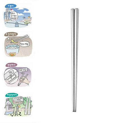 10 PAIRS Stainless Steel Chopsticks Set Authentic Korean Metal Table Cutlery AU - Aimall