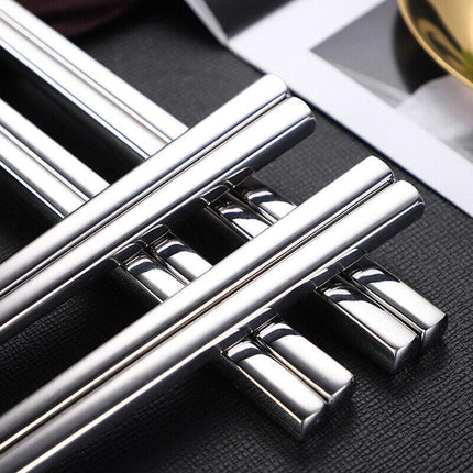 10 PAIRS Stainless Steel Chopsticks Set Authentic Korean Metal Table Cutlery AU - Aimall