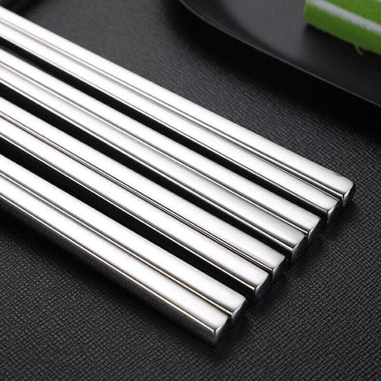 10 PAIRS Stainless Steel Chopsticks Set Authentic Korean Metal Table Cutlery AU - Aimall