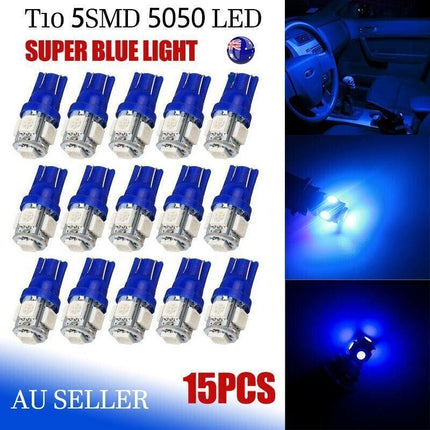 15 Pcs T10 LED W2W 5SMD Car Wedge Tail Parking Plate Light Bulb 12V BLUE AU - Aimall