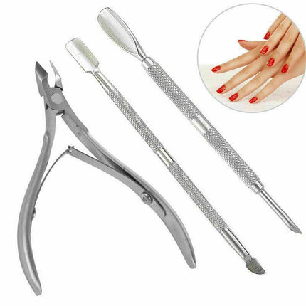 3 x Cuticle Remover Spoon Pusher Nipper Cutter Clipper Trimmer Nail Tools Set AU - Aimall