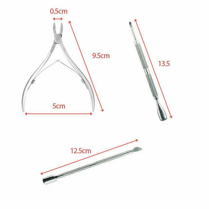 3 x Cuticle Remover Spoon Pusher Nipper Cutter Clipper Trimmer Nail Tools Set AU - Aimall