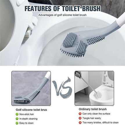Golf Toilet Brush Long-Handled Toilet Brush Wall-Mounted Silicone Toilet Brush - Aimall