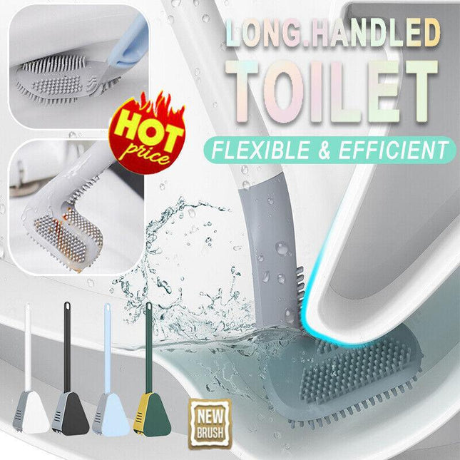 Golf Toilet Brush Long-Handled Toilet Brush Wall-Mounted Silicone Toilet Brush - Aimall