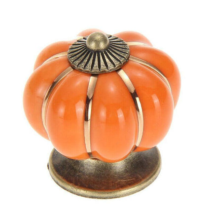 Pumpkin Ceramic Vintage Door Knobs Cabinet Drawer Cupboard Kitchen Pull Handle - Aimall