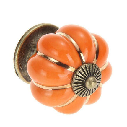Pumpkin Ceramic Vintage Door Knobs Cabinet Drawer Cupboard Kitchen Pull Handle - Aimall
