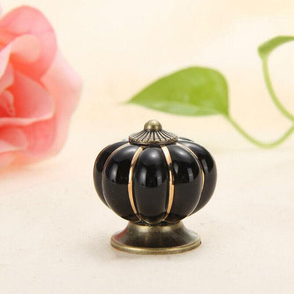 Pumpkin Ceramic Vintage Door Knobs Cabinet Drawer Cupboard Kitchen Pull Handle - Aimall