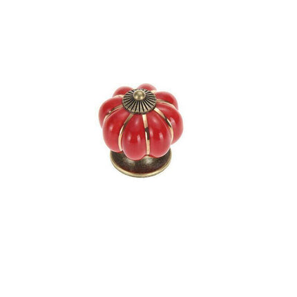 Pumpkin Ceramic Vintage Door Knobs Cabinet Drawer Cupboard Kitchen Pull Handle - Aimall