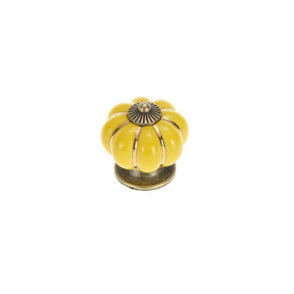 Pumpkin Ceramic Vintage Door Knobs Cabinet Drawer Cupboard Kitchen Pull Handle - Aimall
