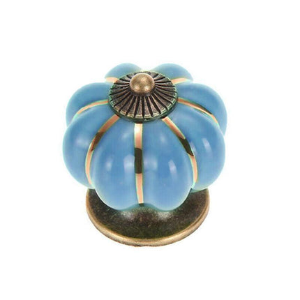 Pumpkin Ceramic Vintage Door Knobs Cabinet Drawer Cupboard Kitchen Pull Handle - Aimall