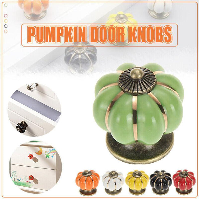 Pumpkin Ceramic Vintage Door Knobs Cabinet Drawer Cupboard Kitchen Pull Handle - Aimall