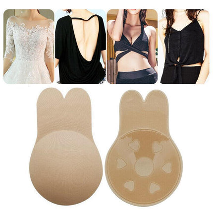 Invisible Silicone Bra Rabbit Strapless Self-Adhesive Lift Up Nipple Cover AU - Aimall