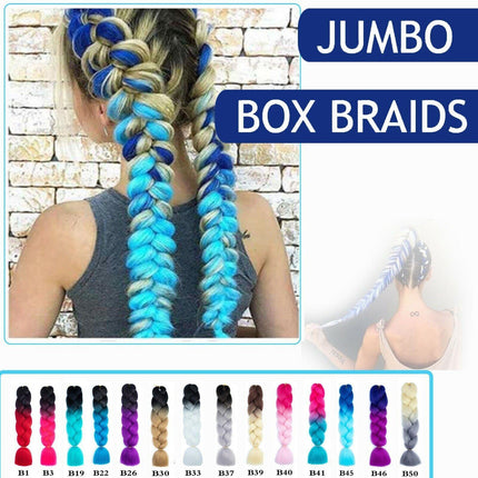 Coloured Jumbo Braiding Hair Extensions Braids Twist Hight Temperature Kanekalon - Aimall