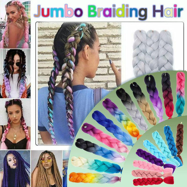 Coloured Jumbo Braiding Hair Extensions Braids Twist Hight Temperature Kanekalon - Aimall