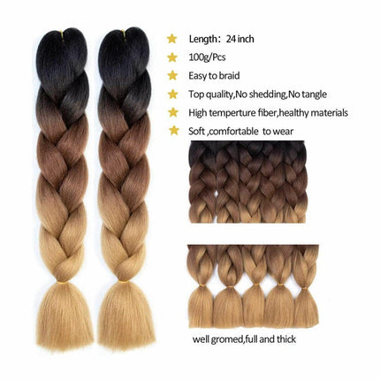 Coloured Jumbo Braiding Hair Extensions Braids Twist Hight Temperature Kanekalon - Aimall