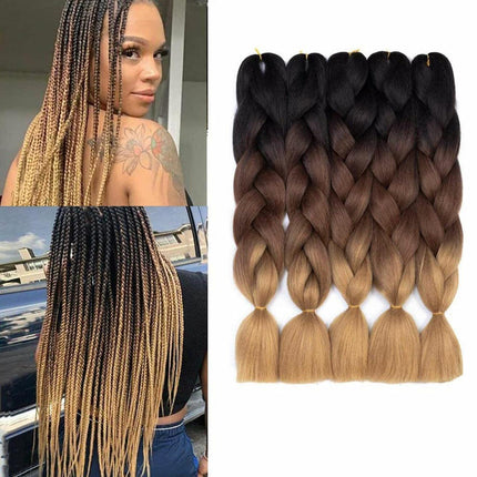 Coloured Jumbo Braiding Hair Extensions Braids Twist Hight Temperature Kanekalon - Aimall