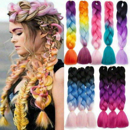 Coloured Jumbo Braiding Hair Extensions Braids Twist Hight Temperature Kanekalon - Aimall