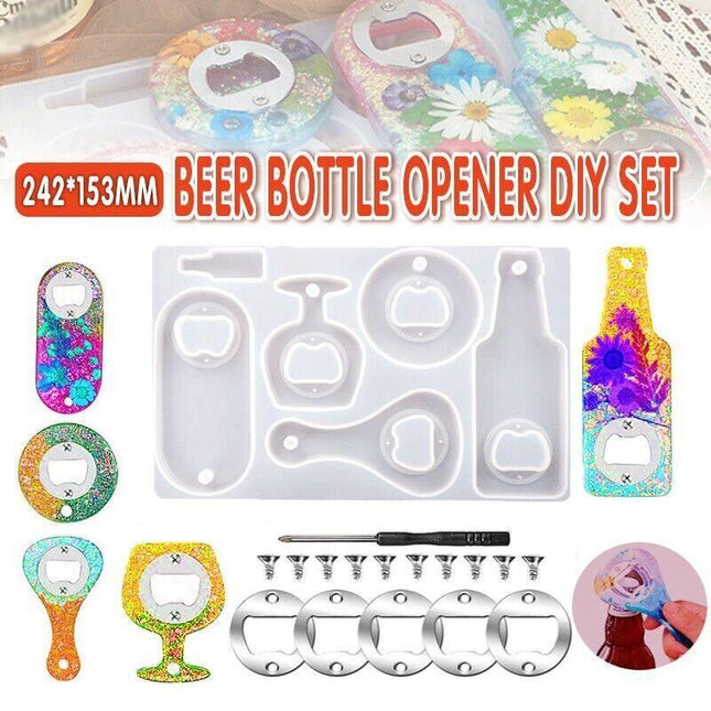 Resin Casting Mold Silicone Beer Bottle Opener DIY Set Crystal Epoxy Mould Craft - Aimall
