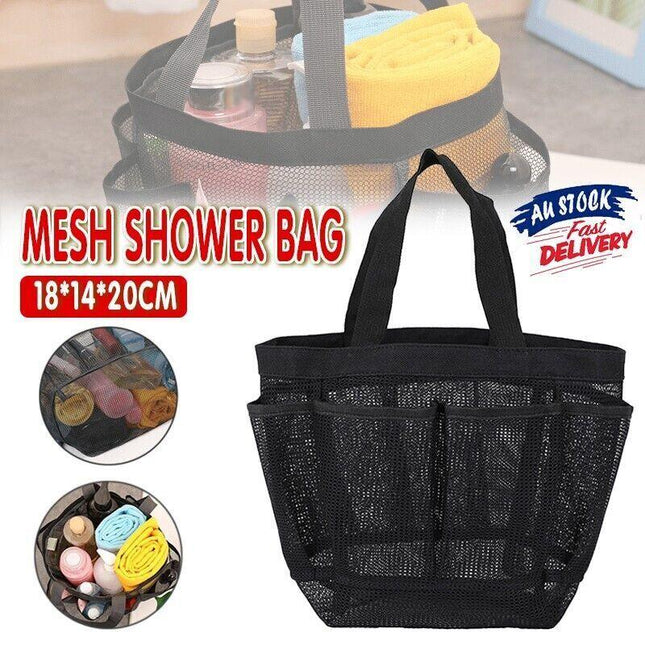 Portable Mesh Shower Bag Caddy 8 Pocket Bathroom Tote Toiletry Bath Organizer AU - Aimall