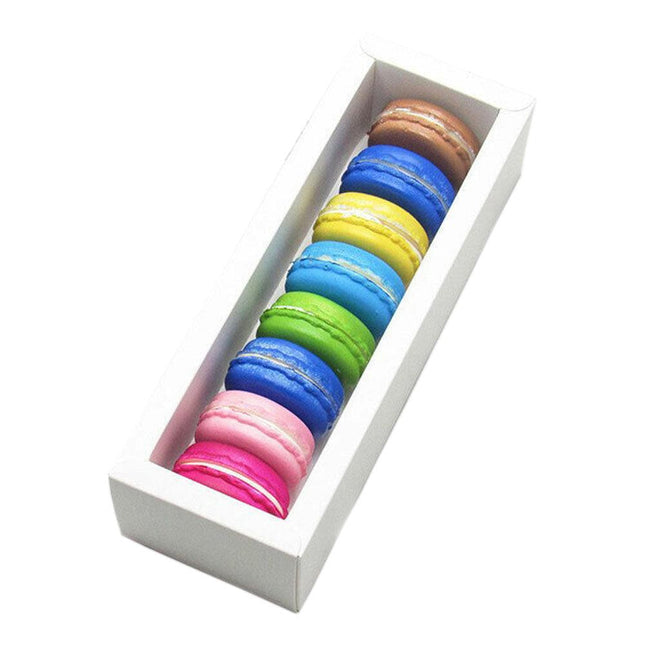 25PCS White/Kraft Macaron Boxes 8/16 Hold Rectangular Favour Bomboniere Cookie - Aimall